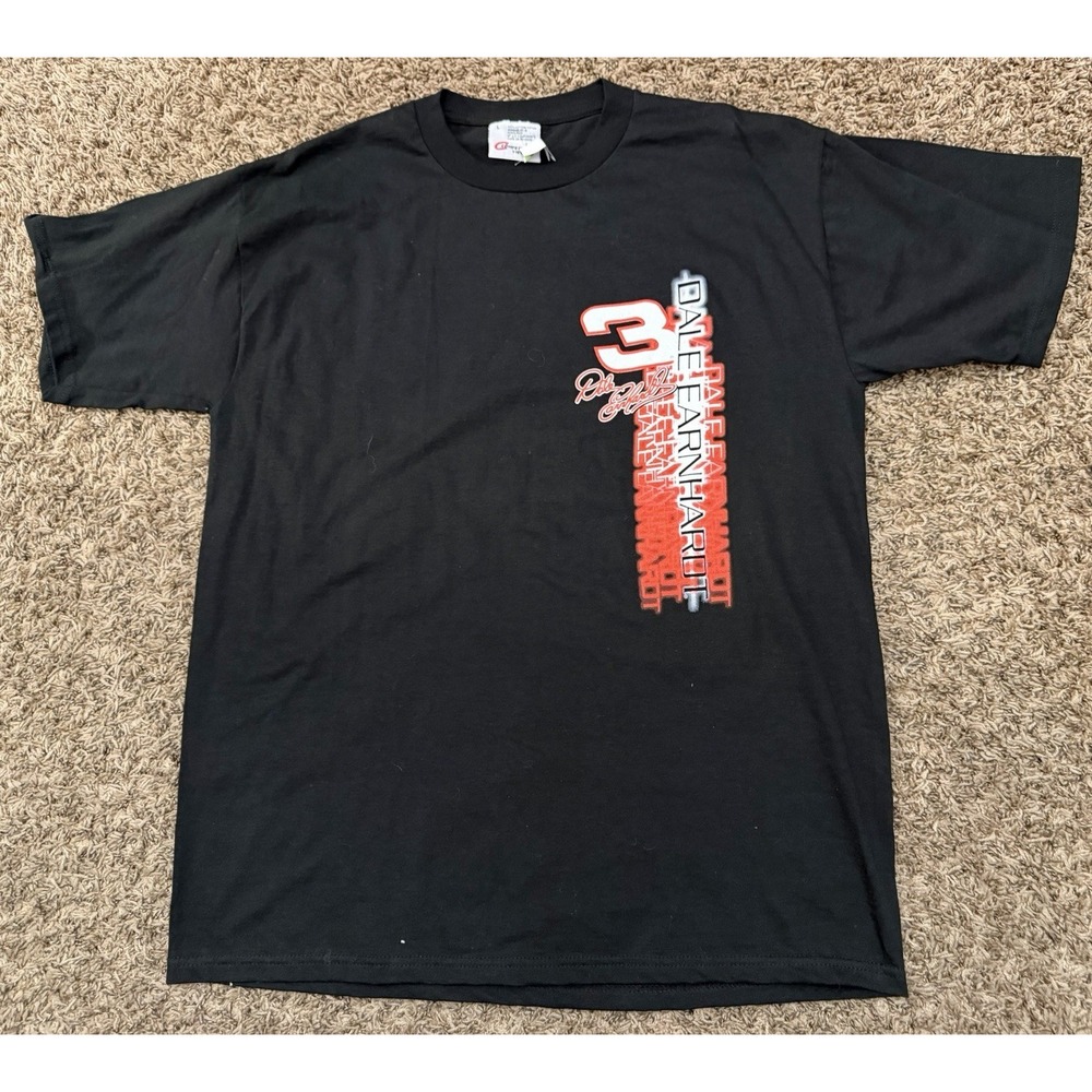 Vintage 2001 Dale Earnhardt Sr NASCAR Winston Cup Schedule T-Shirt Black USA L